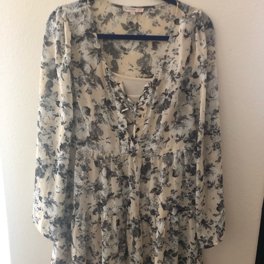 White and gray dress